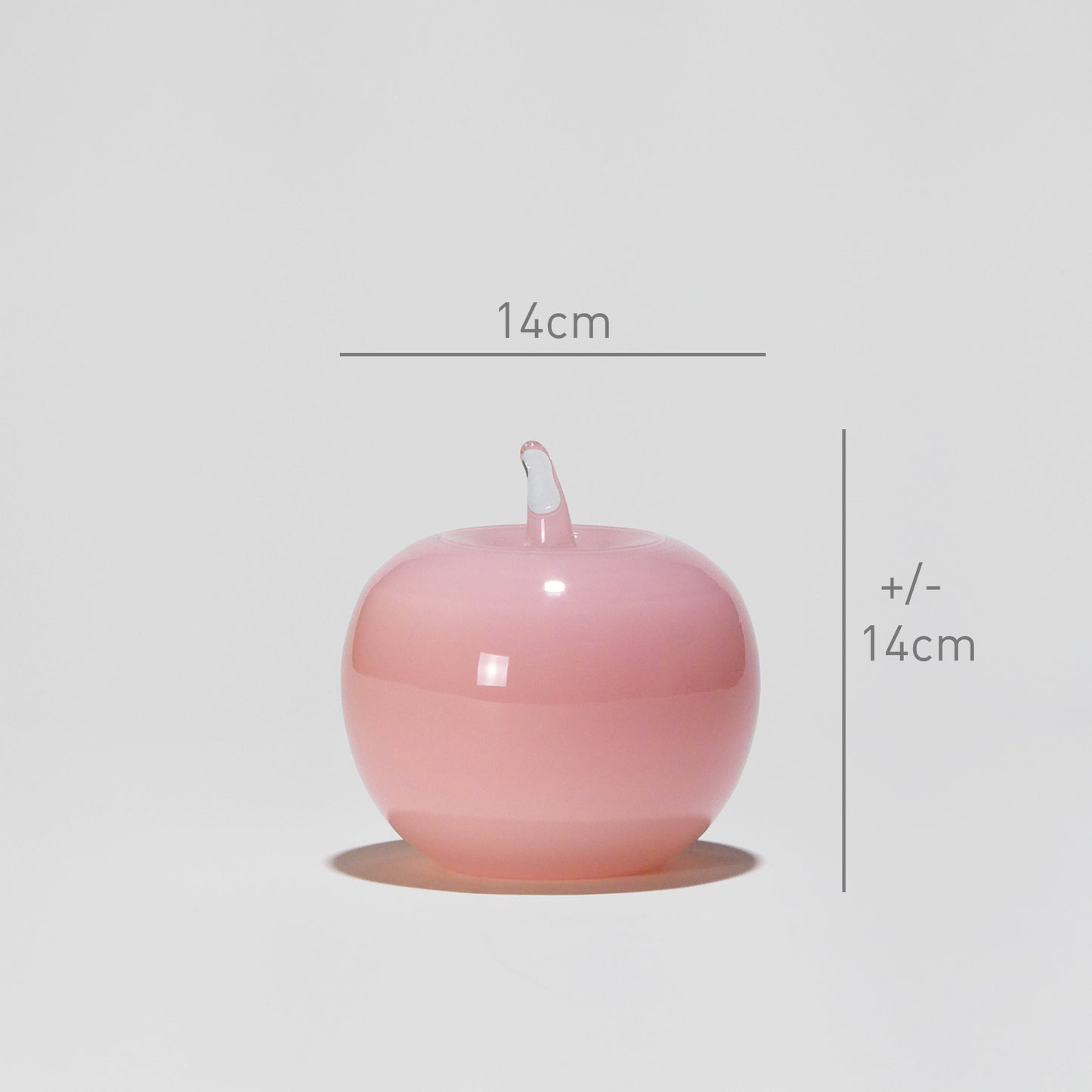 Glass decoration APPLE in Rose Opal-Dimensions-GLASSCOR