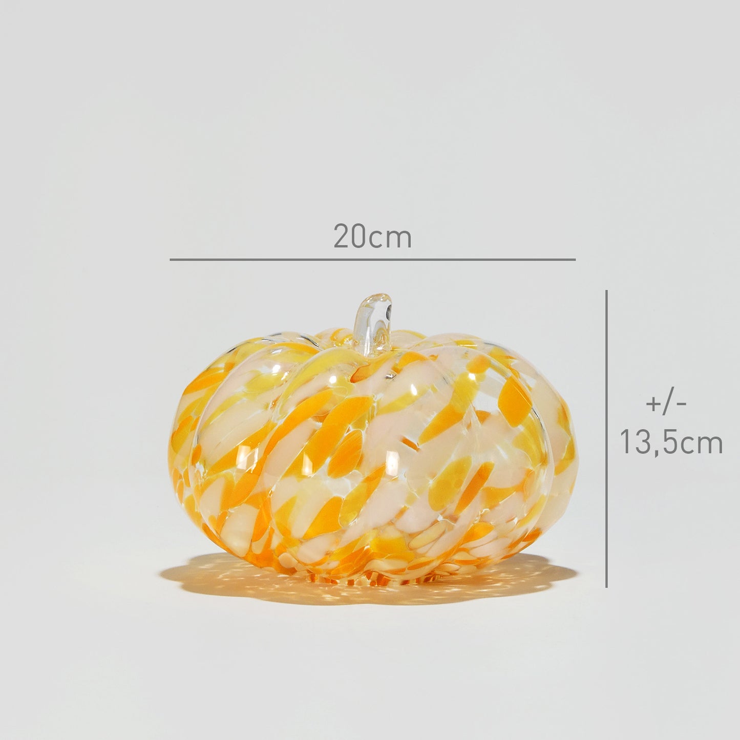 Glass decoration PUMPKIN in Orange and Opal Glass Color Grains-Dimensions-GLASSCOR