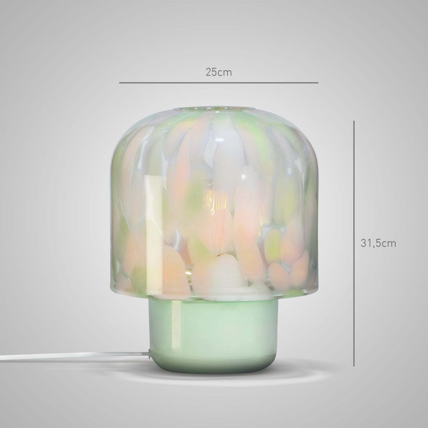 Glass table lamp NIU green | dimensions | Glasscor Store
