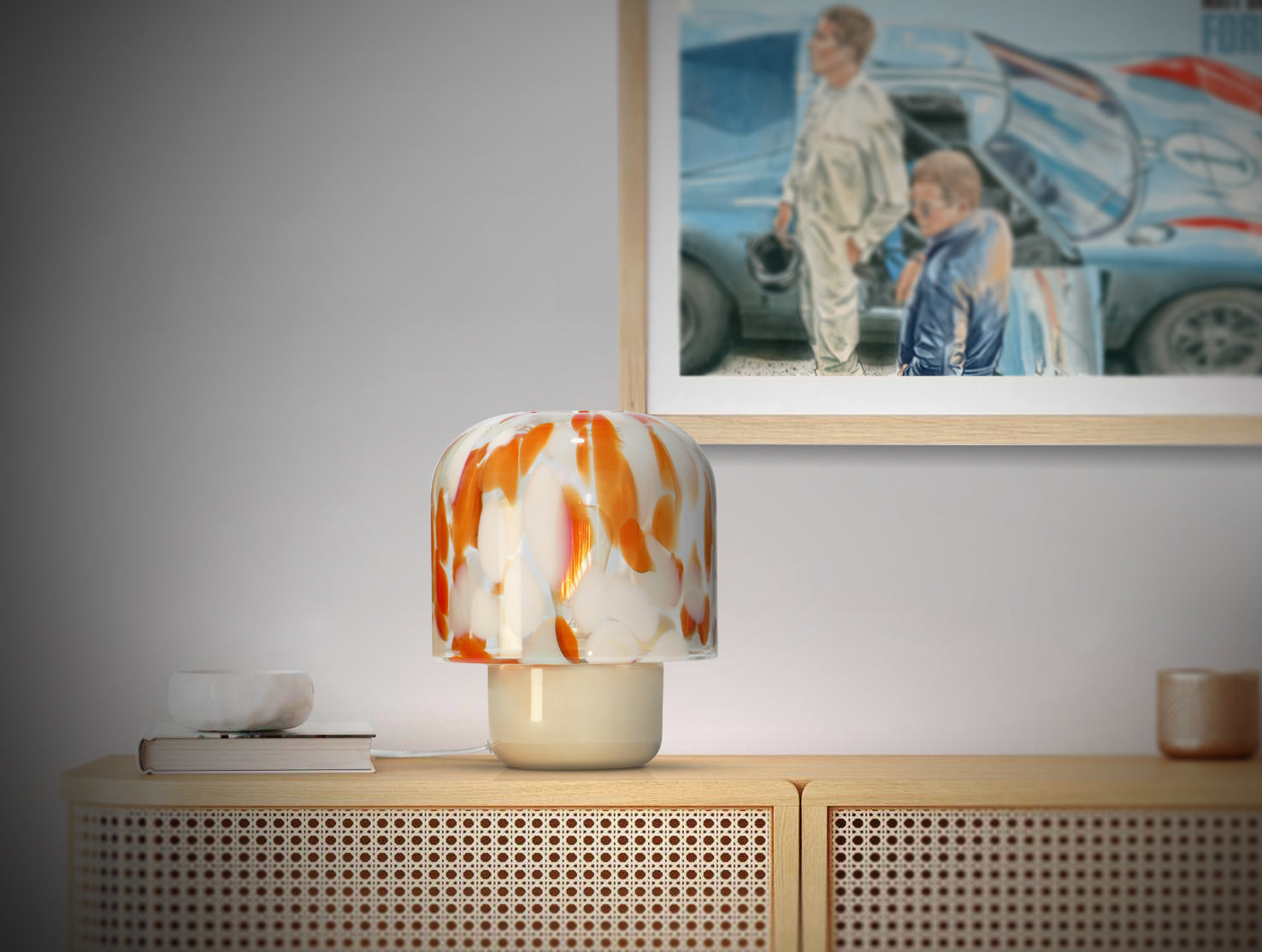 Glass table lamp NIU red | ambient 3 | Glasscor Store
