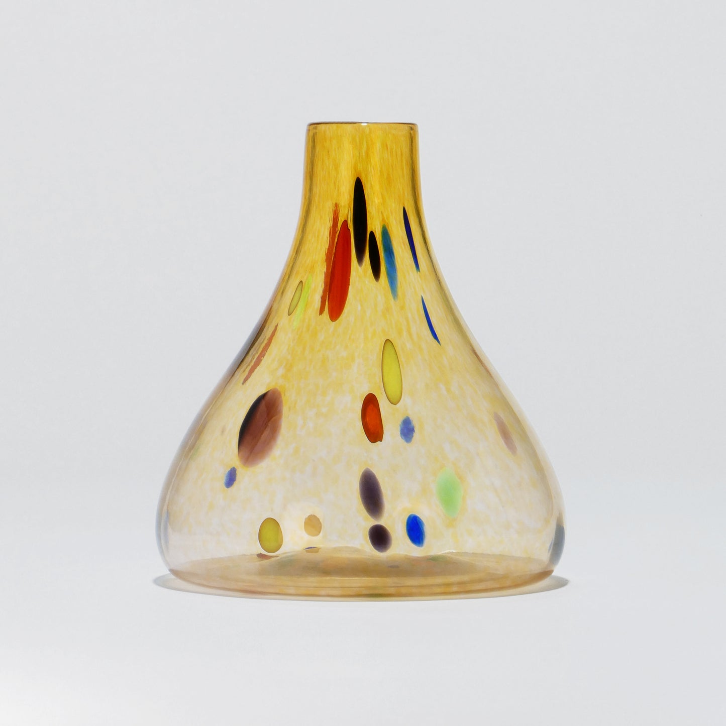 Small Ambar blown glass vase with colorful details, 20.5 cm tall and wide - Glasscor Store