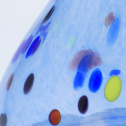 Small blue blown glass vase with colorful details - Glasscor Store