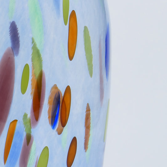 Tall amber blown glass vase with colorful details - Glasscor Store