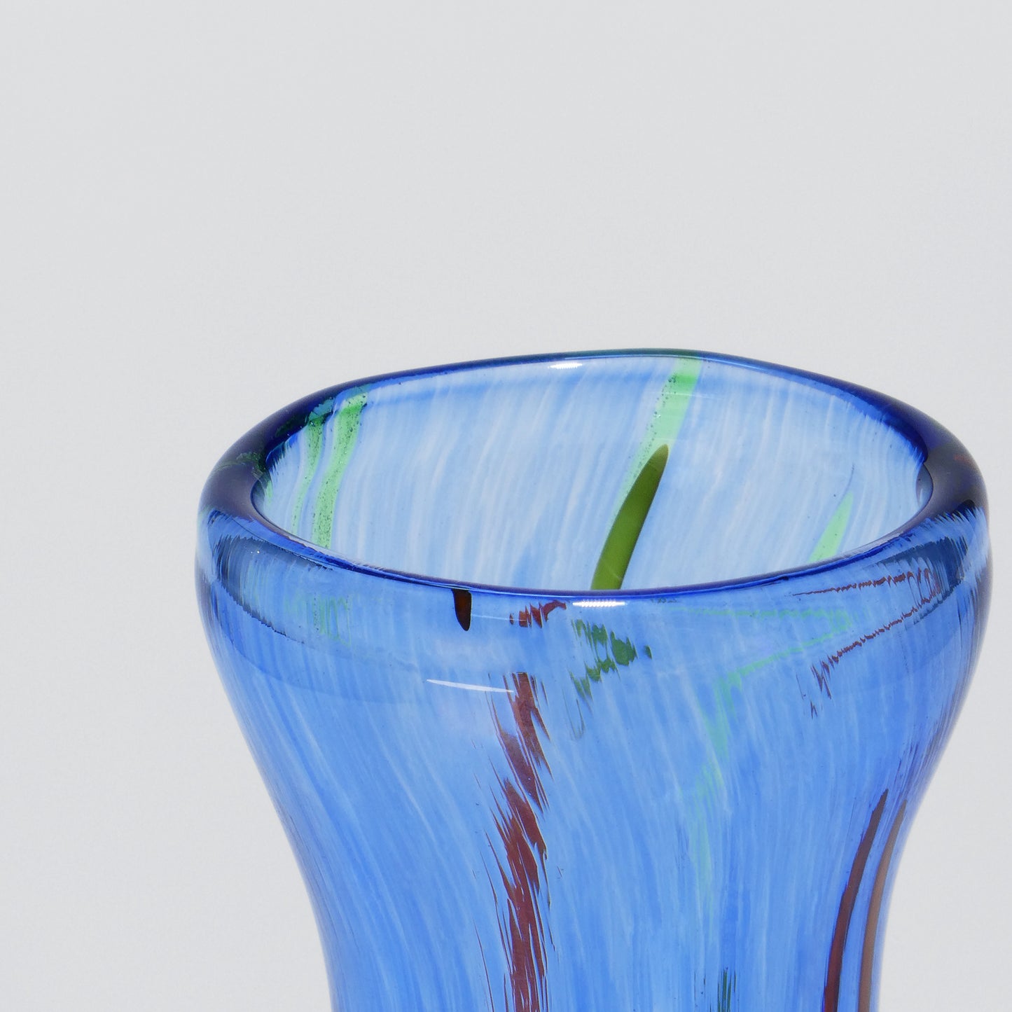 Tall amber blown glass vase with colorful details - Glasscor Store