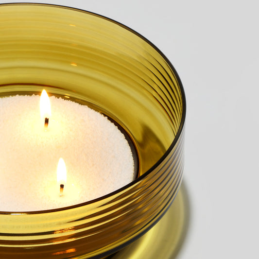Glass Candle Holder GLOW TOGETHER Large Mustard-DETAIL TOP-GLASSCOR