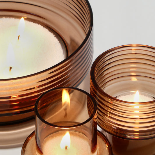 Pack of 3 Glass Candle Holders GLOW TOGETHER Mocha Mousse-DETAIL-GLASSCOR