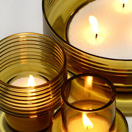 Pack of 3 Glass Candle Holders GLOW TOGETHER Mustard-DETAIL-GLASSCOR