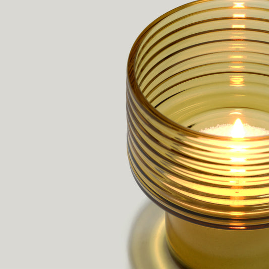 Glass Candle Holder GLOW TOGEHER SMALL Hi MUSTARD-DETAIL TOP- GLASSCOR