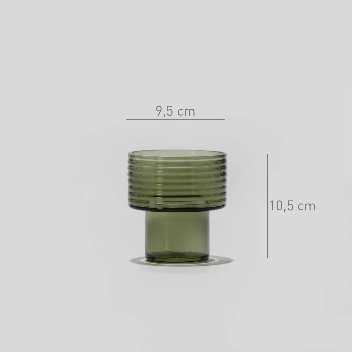 Pack of 3 Glass Candle Holders GLOW TOGETHER Smoke Green-DIMENSIONS-GLASSCOR