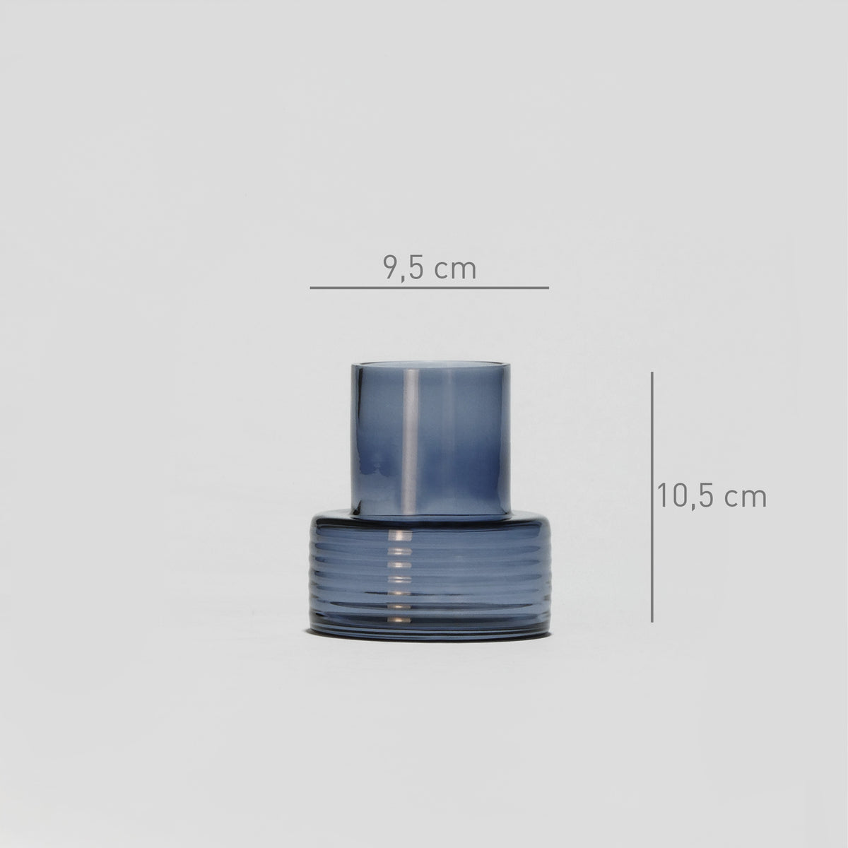 Glass Candle Holder GLOW TOGETHER Small low Boreal Blue-Dimensions-GLASSCOR
