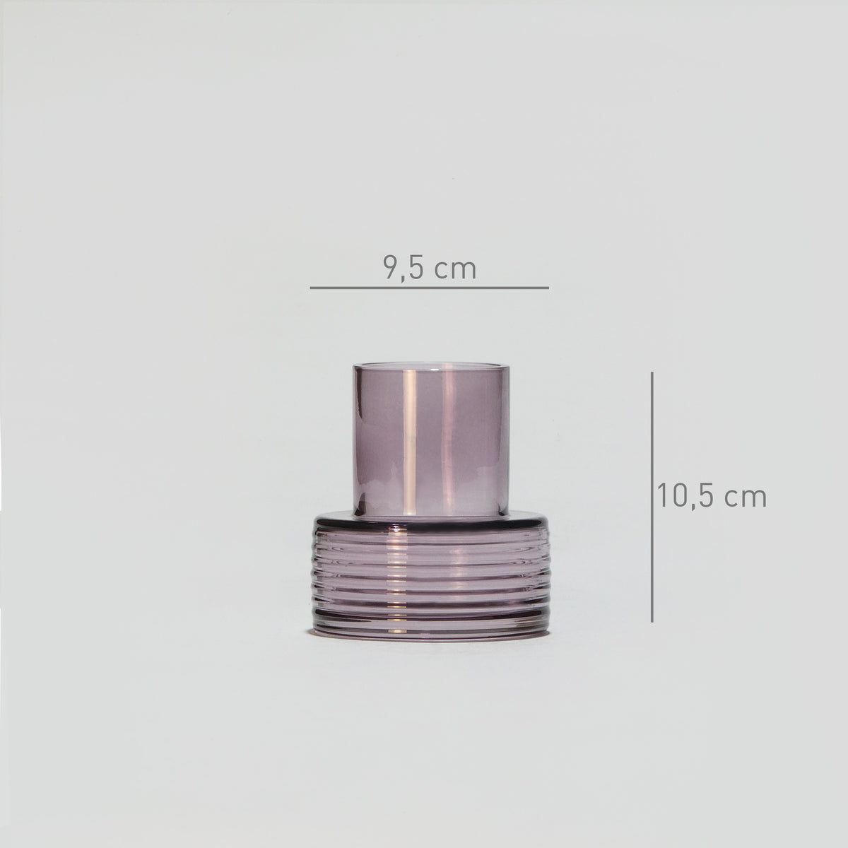 Glass Candle Holder GLOW TOGETHER Small low Night Violet-DIMENSIONS-GLASSCOR