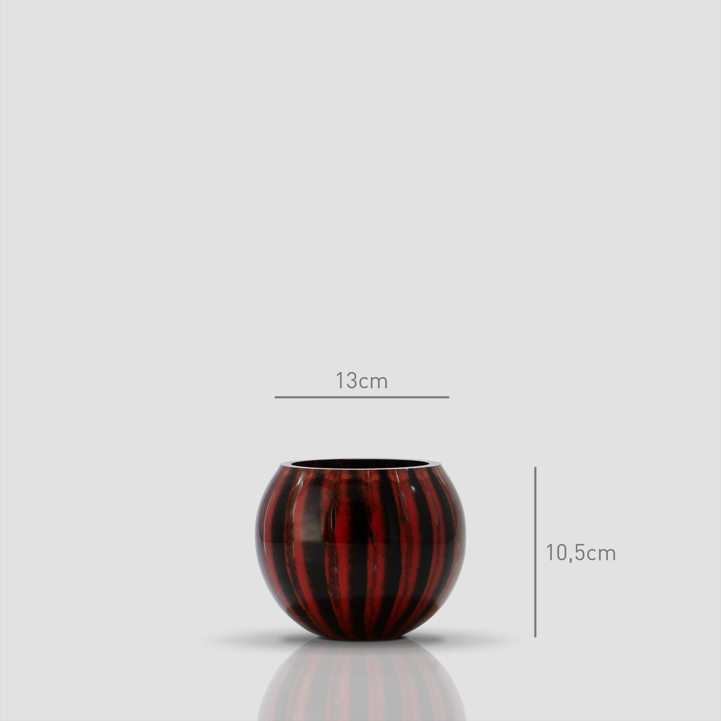 Small glass bowl Prumo dark with Red stripes - Dimensions D13cm H10,5cm - Glasscor Store
