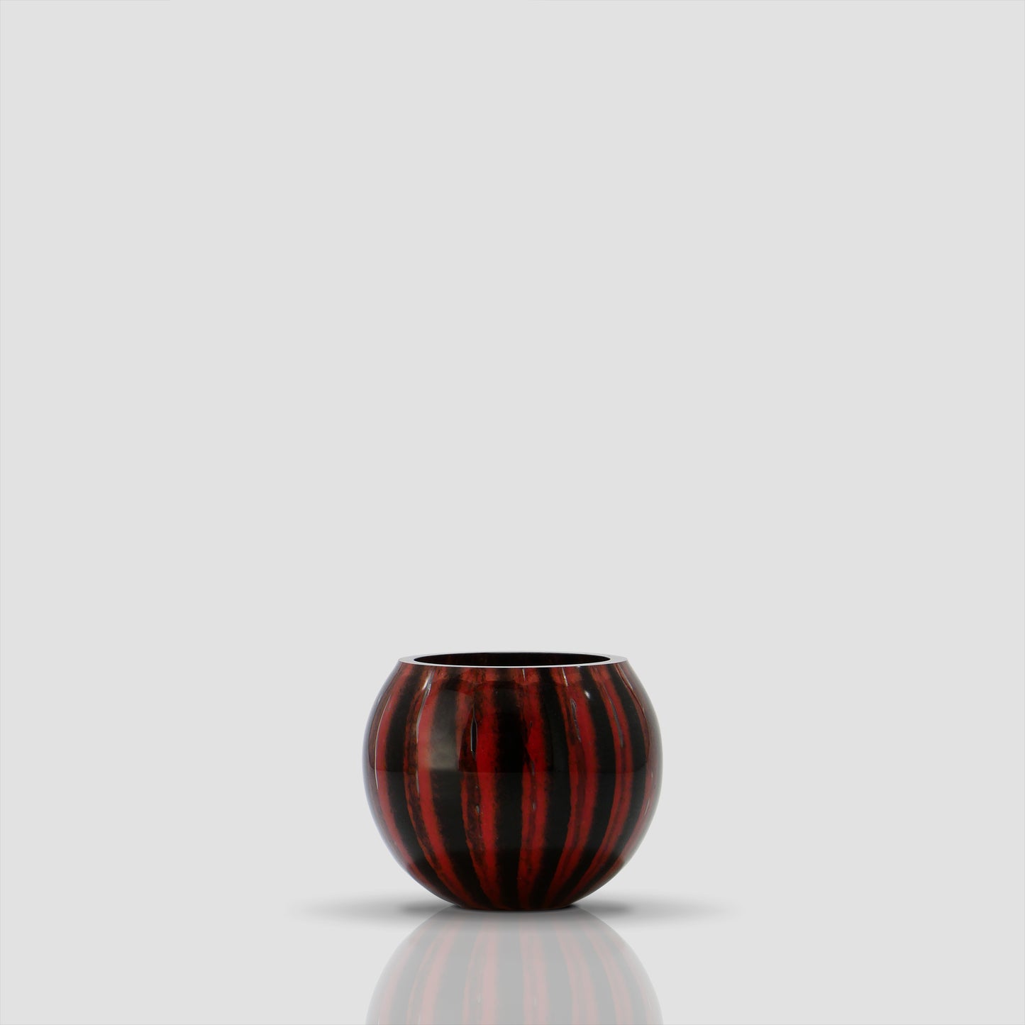 Small glass bowl Prumo dark with Red stripes - Glasscor Store