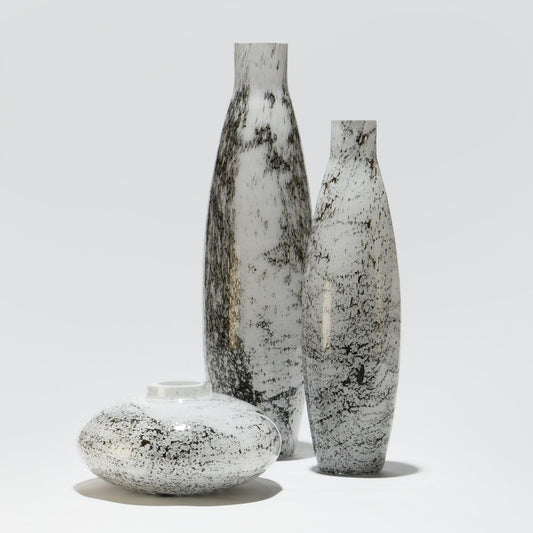 Glass Vase Oval WHITE VULKANIC - Glasscor Store