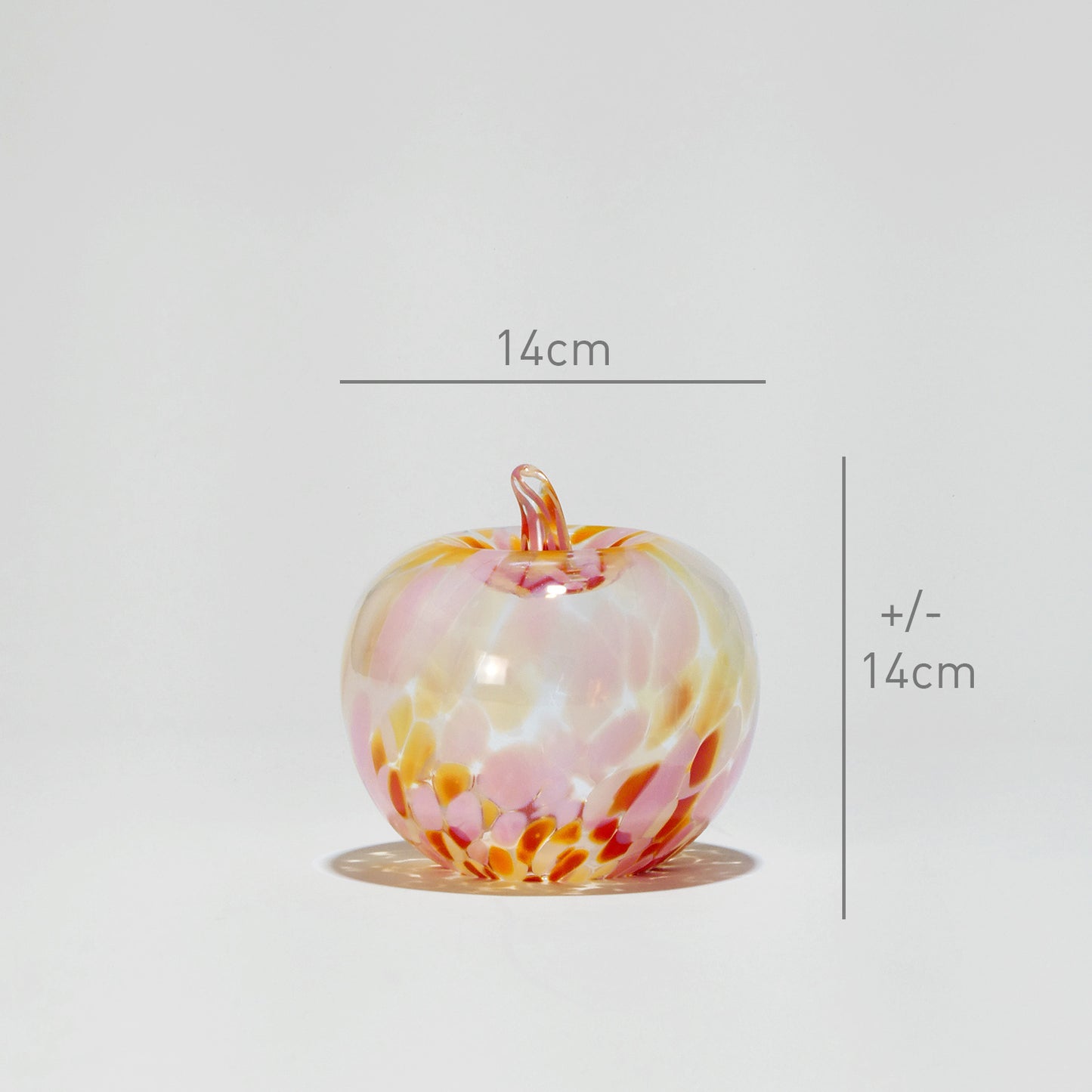 Glass decoration APPLE in Rose and Red Glass Color Grains-Dimensions-GLASSCOR
