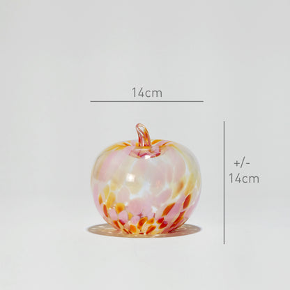 Glass decoration APPLE in Rose and Red Glass Color Grains-Dimensions-GLASSCOR