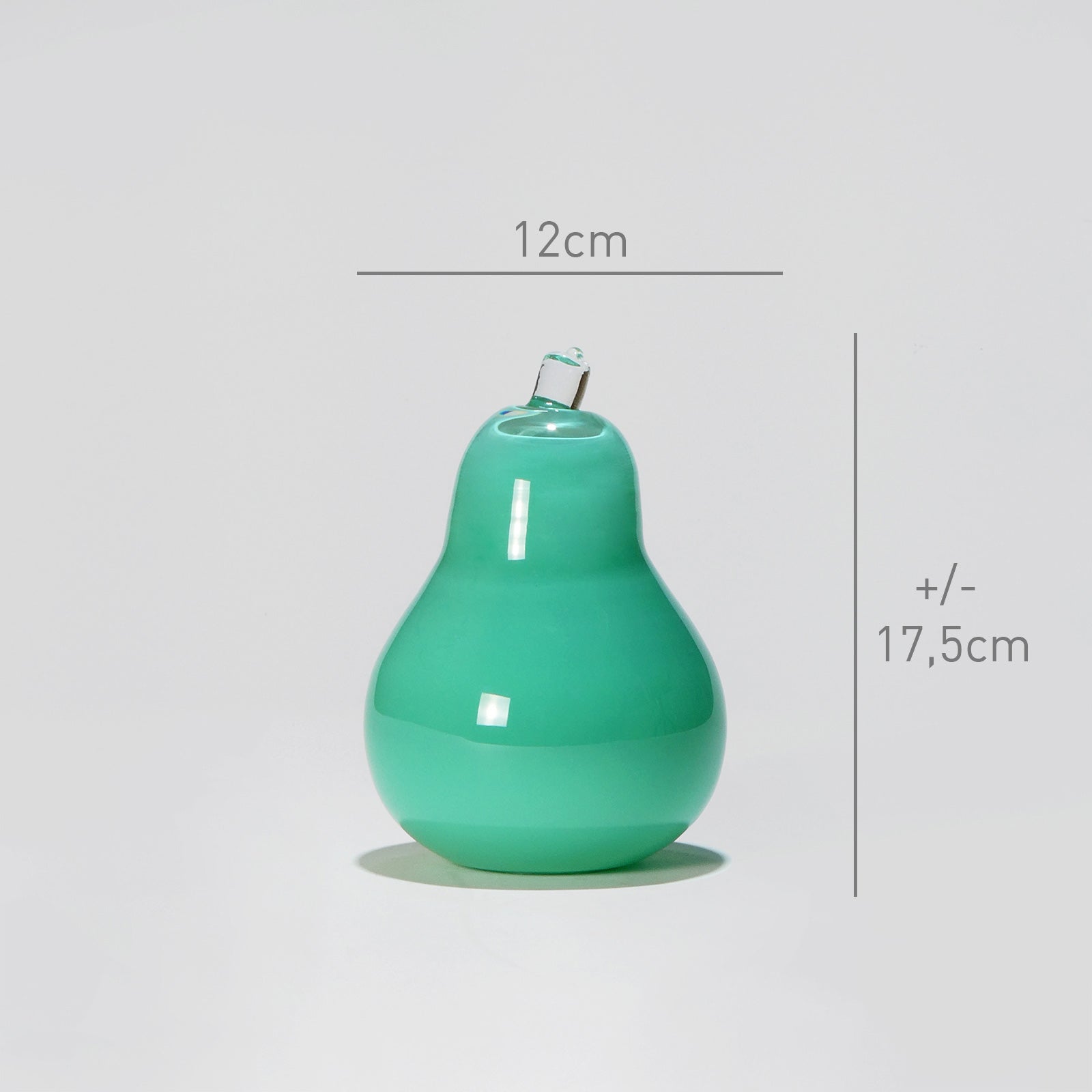 Glass decoration PEAR in Neptune Green Opal-Dimensions-GLASSCOR