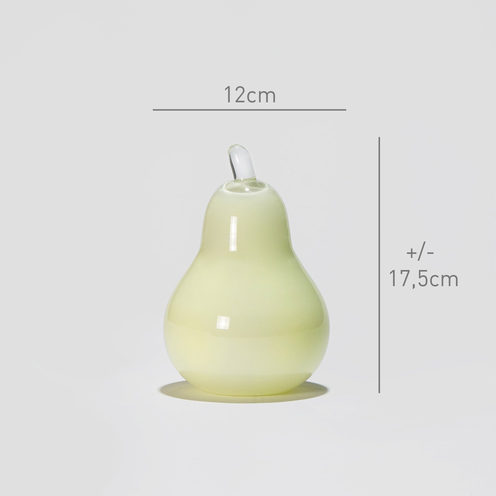 Glass decoration PEAR in Pale Green Opal-Dimensions-GLASSCOR