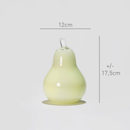 Glass decoration PEAR in Pale Green Opal-Dimensions-GLASSCOR
