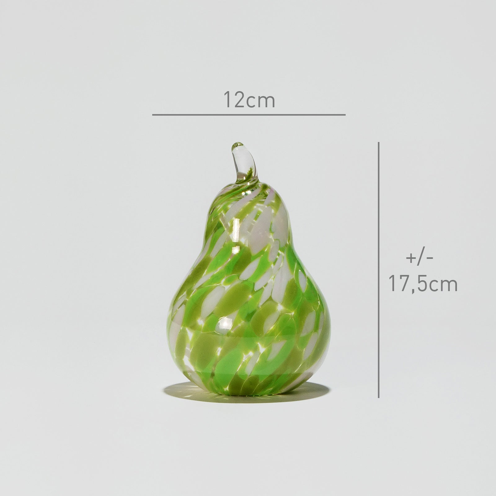 Glass decoration PEAR in Green and Rose Glass Color Grains-Dimensions-GLASSCOR