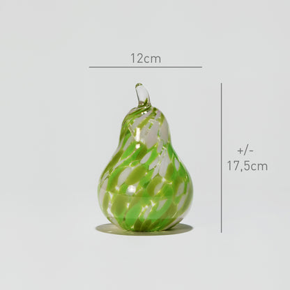 Glass decoration PEAR in Green and Rose Glass Color Grains-Dimensions-GLASSCOR