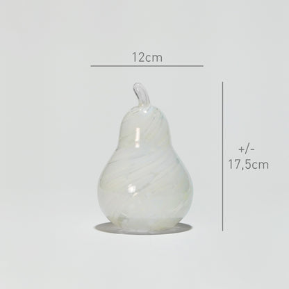 Glass decoration PEAR in Opal and Sand Glass Color Grains-Dimensions-GLASSCOR