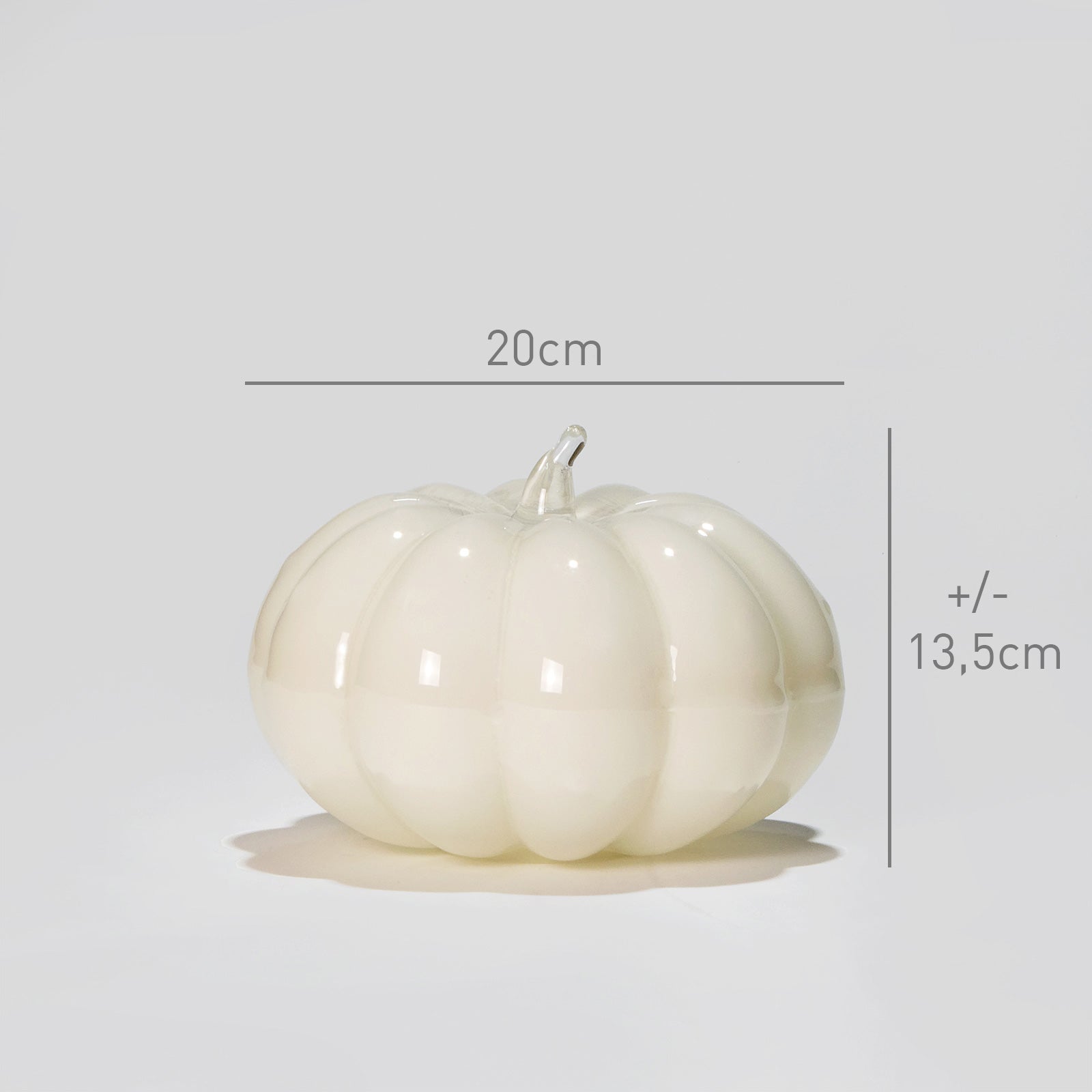Glass decoration PUMPKIN in Warm Gray Opal-Dimensions-GLASSCOR