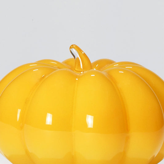 Glass decoration PUMPKIN in Yellow Opal-Detail-GLASSCOR