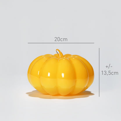Glass decoration PUMPKIN in Yellow Opal-Dimensions-GLASSCOR