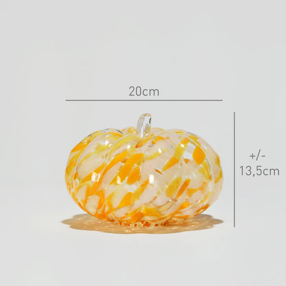 Glass decoration PUMPKIN in Orange and Opal Glass Color Grains-Dimensions-GLASSCOR