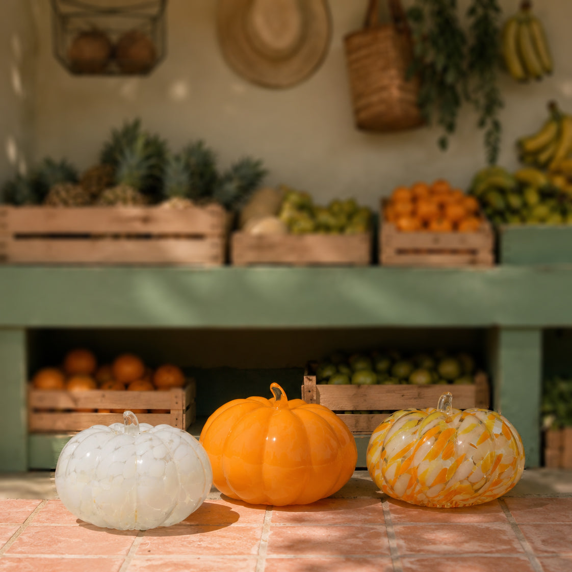 Glass decorations PUMPKINs in Orange-Opal-GLASSCOR