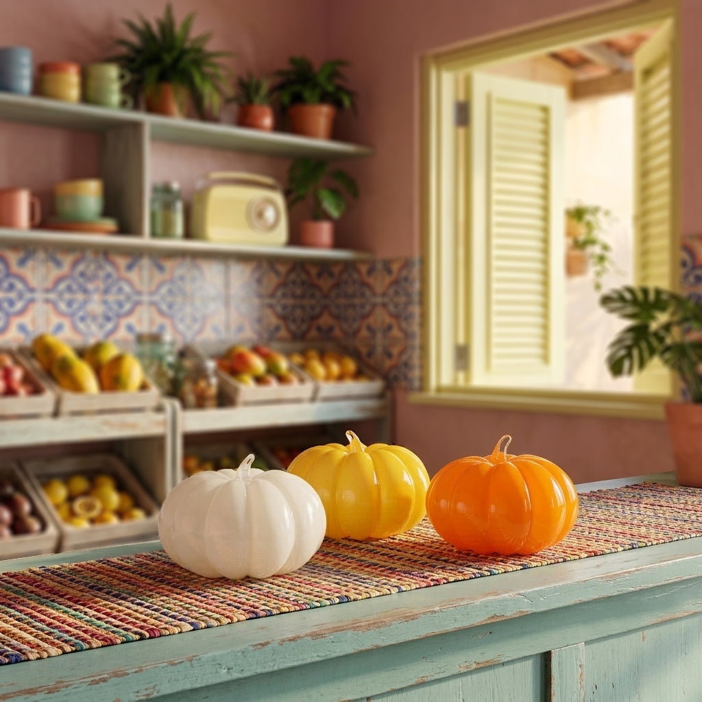 Glass decoration PUMPKIN in Orange-Yellow-Opal-GLASSCOR