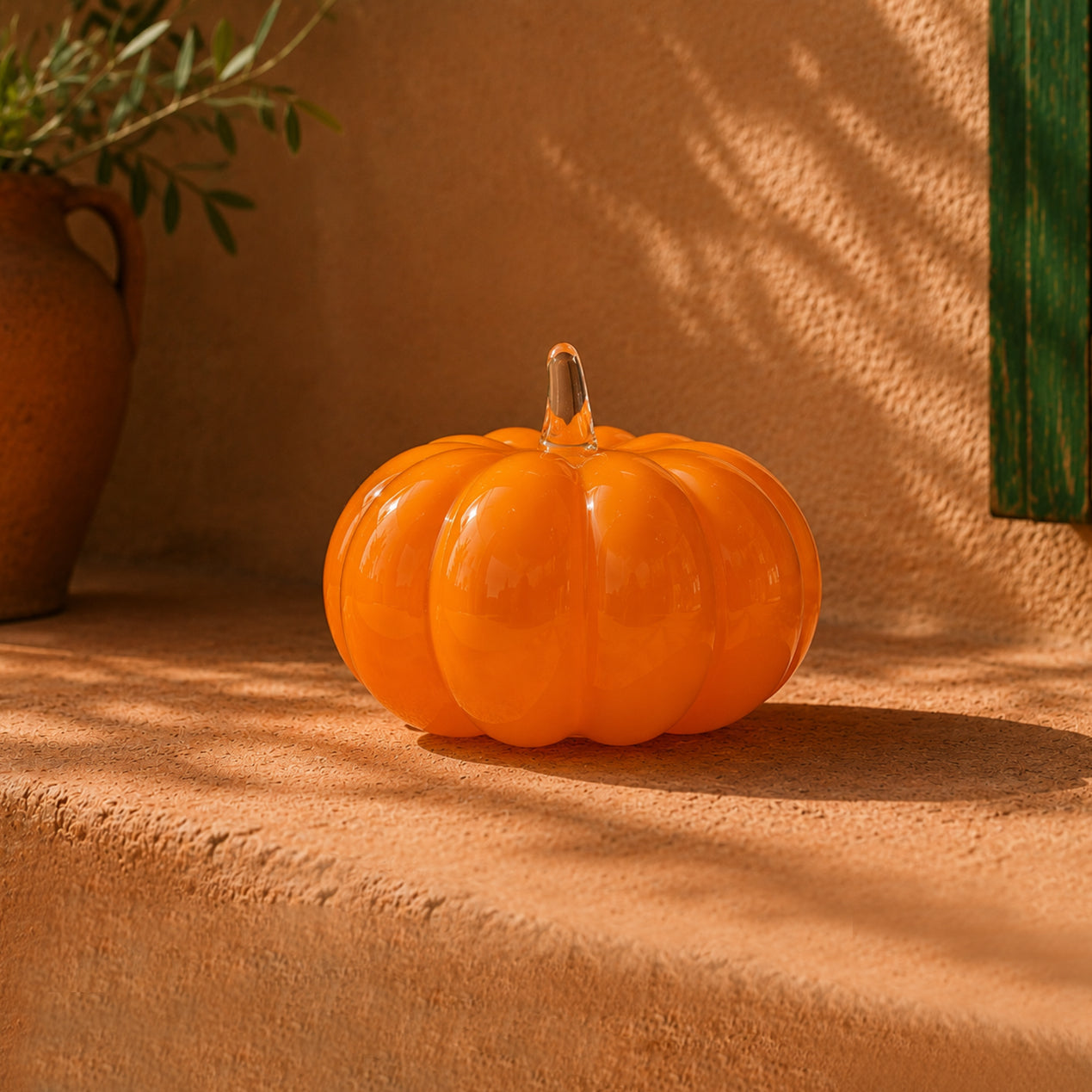 Glass decoration PUMPKIN in Orange Opal-Ambient-GLASSCOR