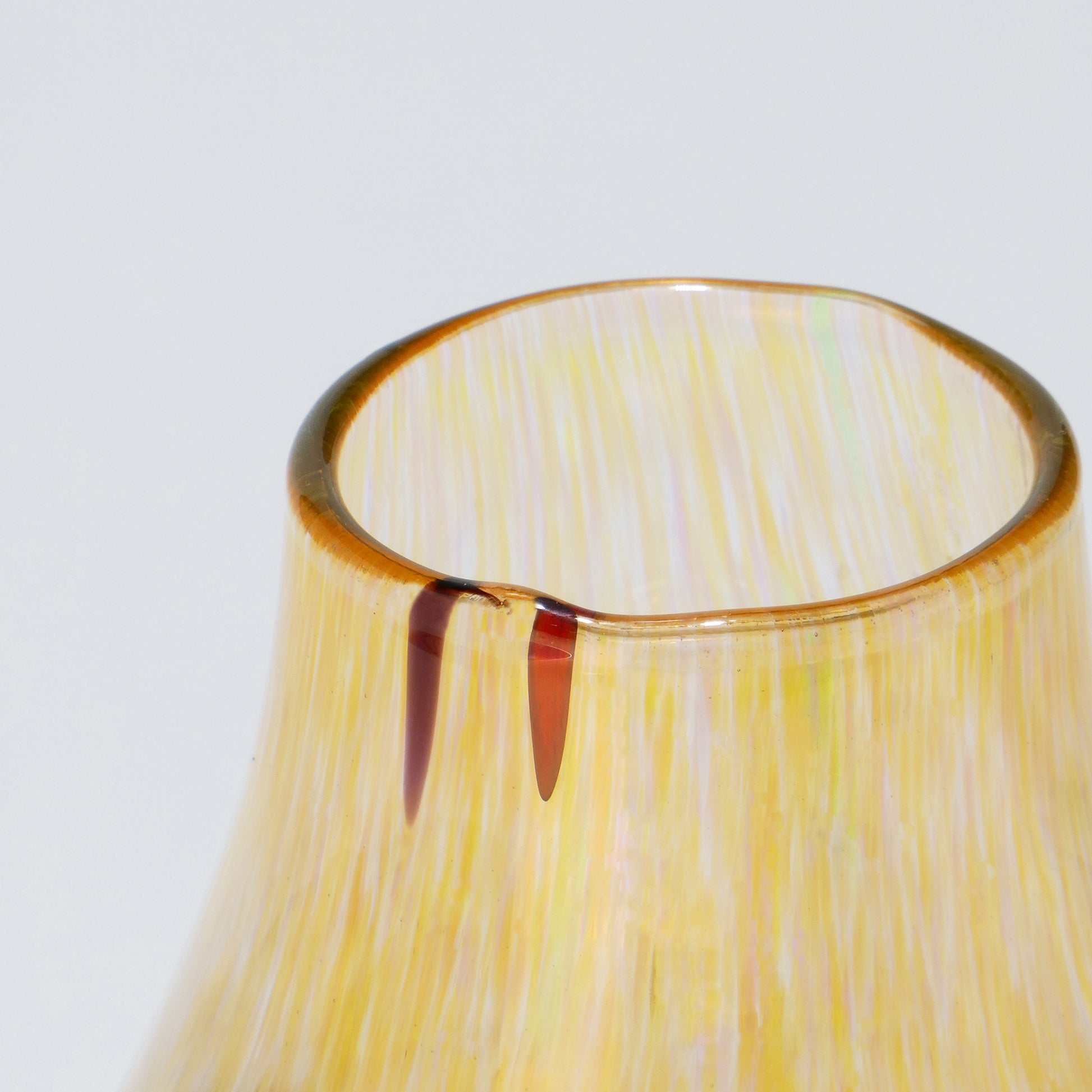 Small Ambar blown glass vase with colorful details, 20.5 cm tall and wide - Glasscor Store
