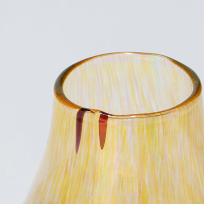 Small Ambar blown glass vase with colorful details, 20.5 cm tall and wide - Glasscor Store