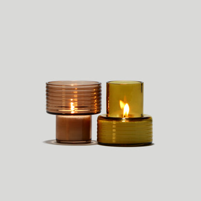 Glass Candle Holders GLOW TOGEHER SMALL MUSTARD and Mocha Mousse-GLASSCOR