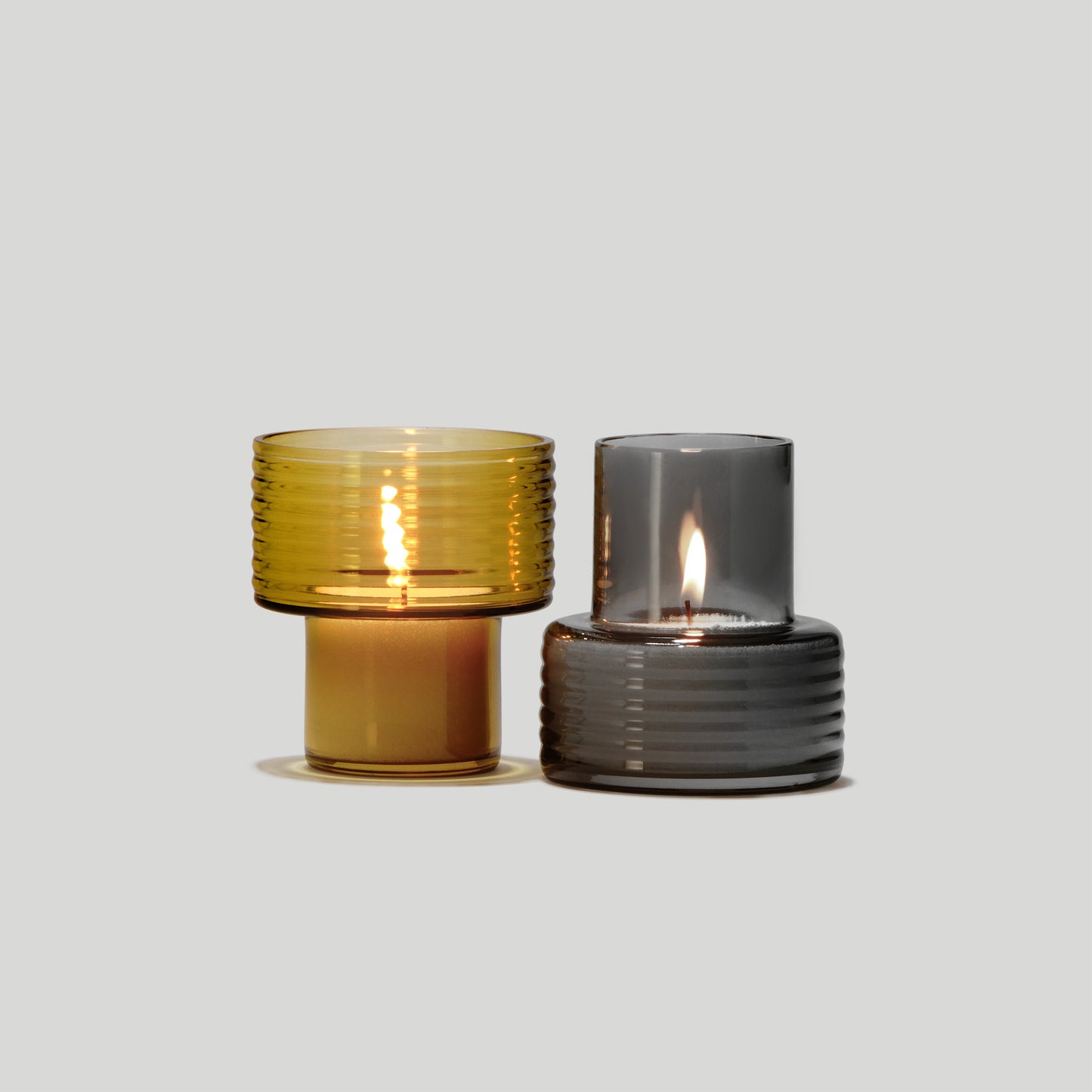 Glass Candle Holders GLOW TOGEHER SMALL - MUSTARD and SMOKE-GLASSCOR