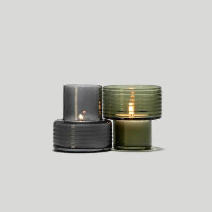Glass Candle Holders GLOW TOGEHER SMALL SMOKE  and SMOKE GREEN-GLASSCOR