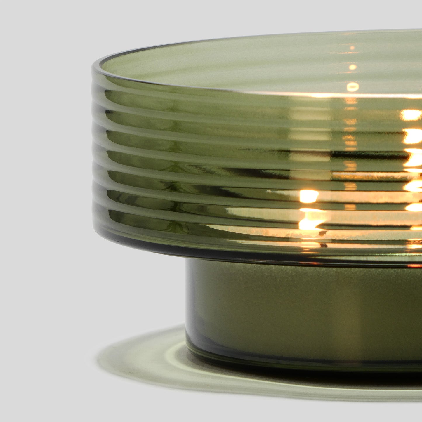 Glass Candle Holder GLOW TOGETHER Large Smoke Green-DETAIL-GLASSCOR