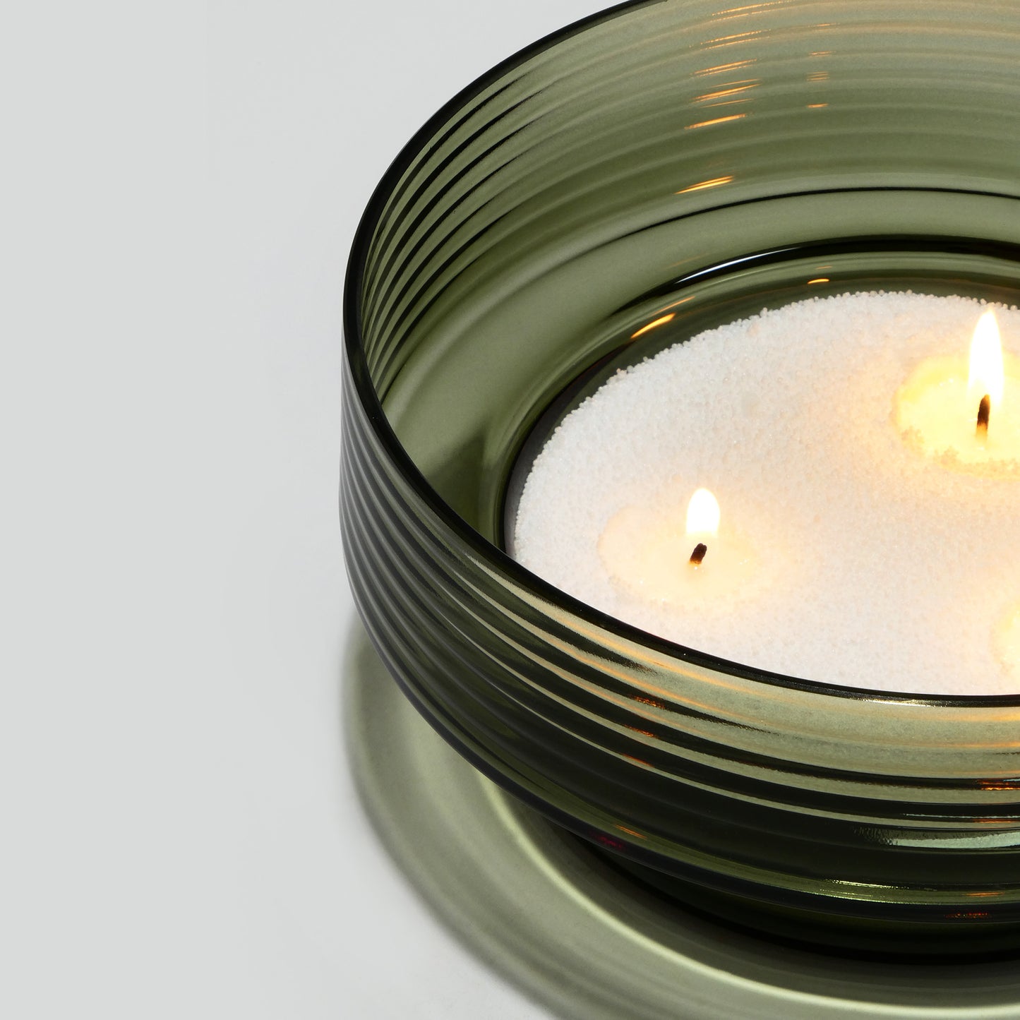 Glass Candle Holder GLOW TOGETHER Large Smoke Green-DETAIL TOP-GLASSCOR