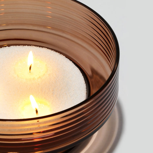 Glass Candle Holder GLOW TOGETHER Large Mocha Mousse-DETAIL TOP-GLASSCOR
