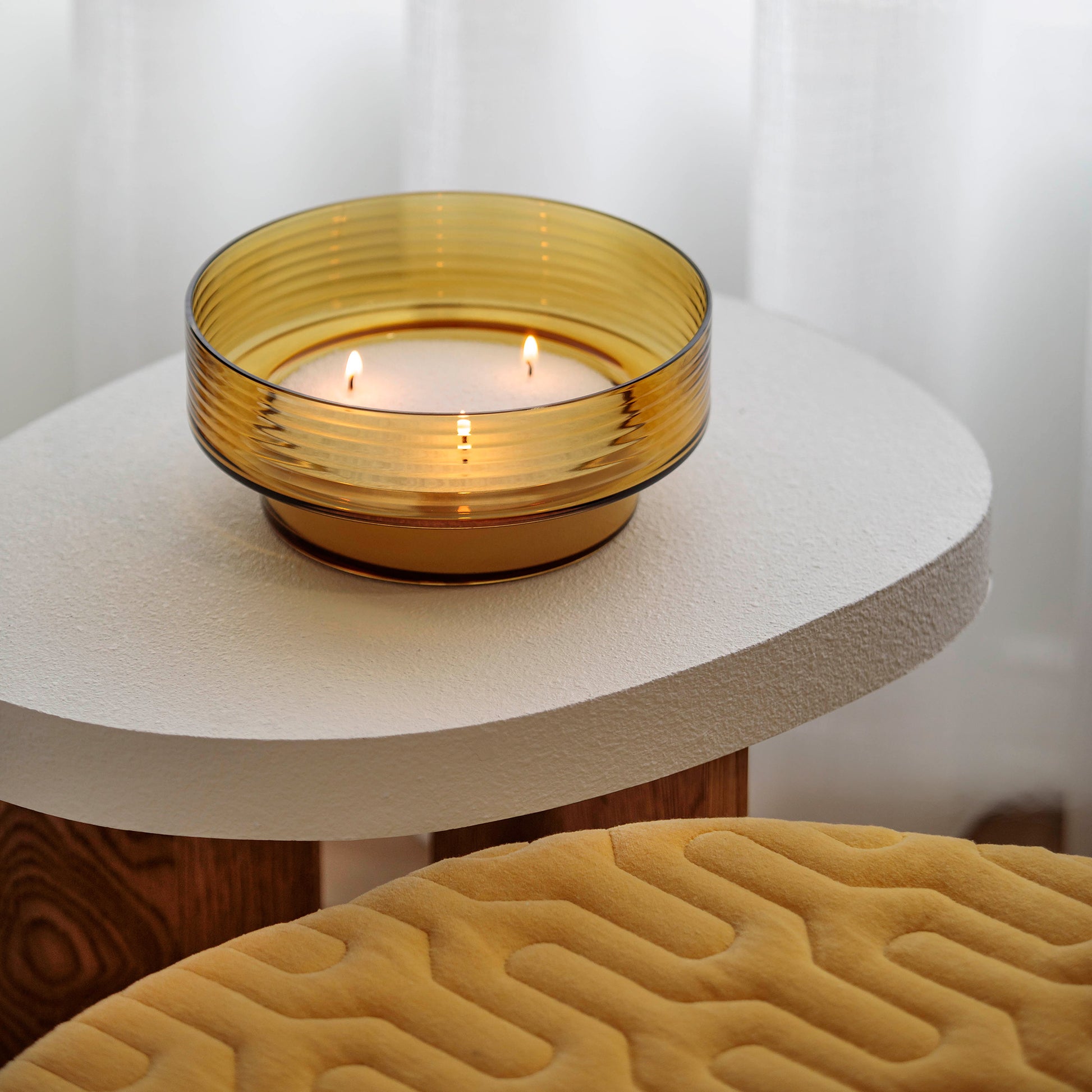 Glass Candle Holder GLOW TOGETHER Large Mustard-AMBIENT-GLASSCOR