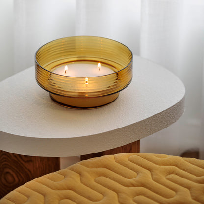 Glass Candle Holder GLOW TOGETHER Large Mustard-AMBIENT-GLASSCOR