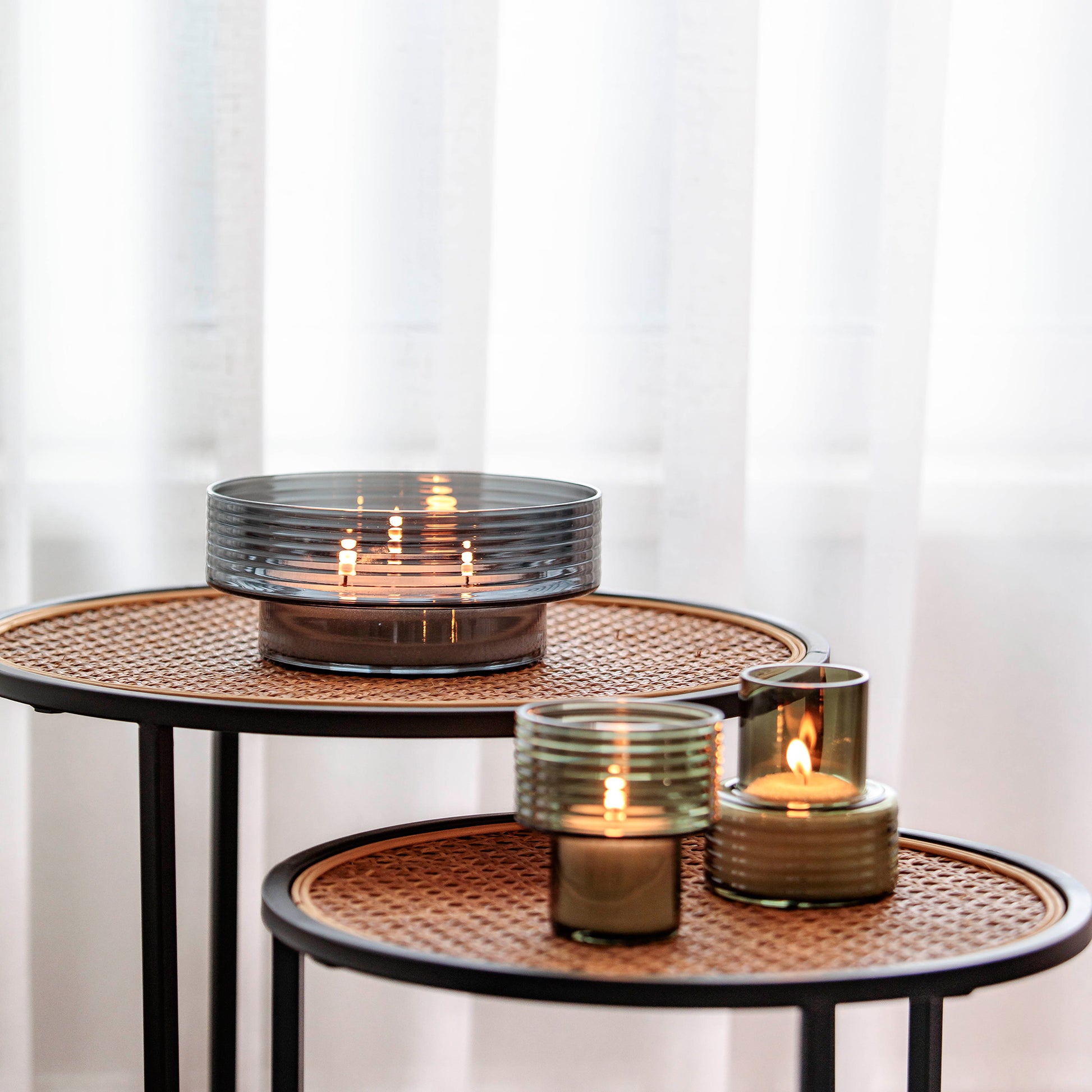 Glass Candle Holder GLOW TOGETHER Large Smoke-AMBIENT-GLASSCOR