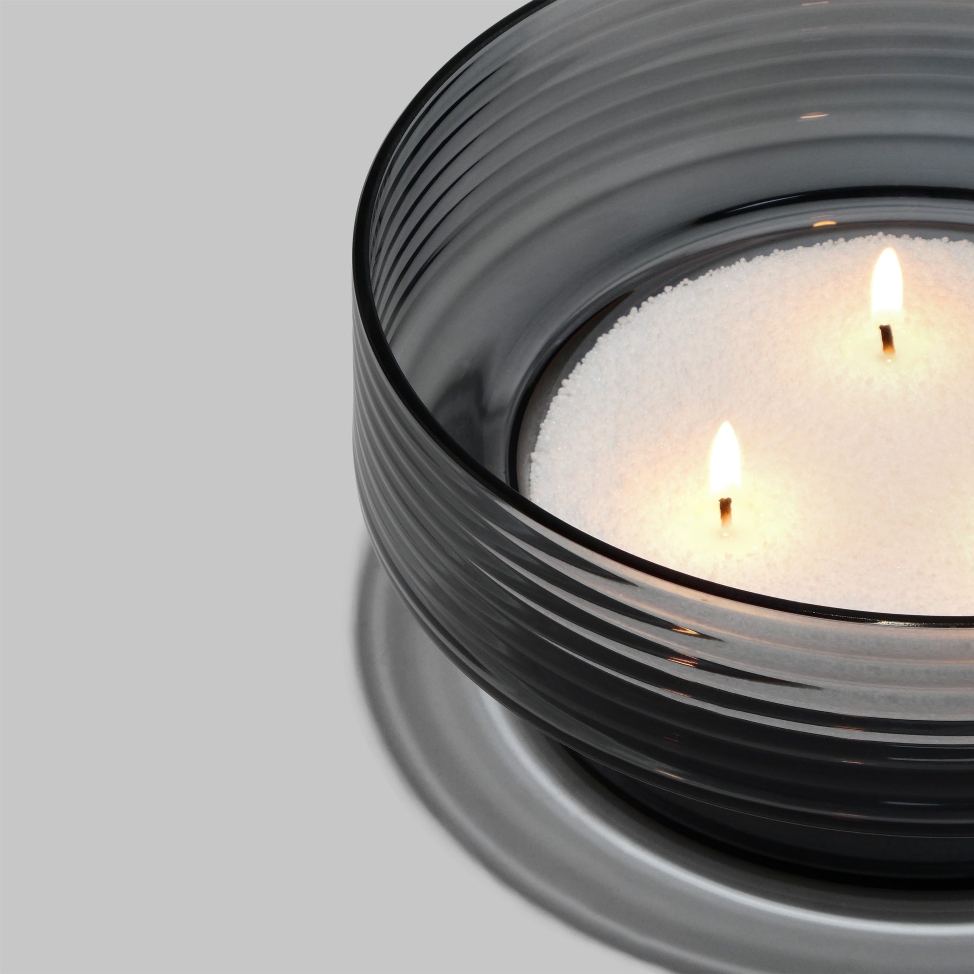 Glass Candle Holder GLOW TOGETHER Large Smoke-DETAIL TOP-GLASSCOR