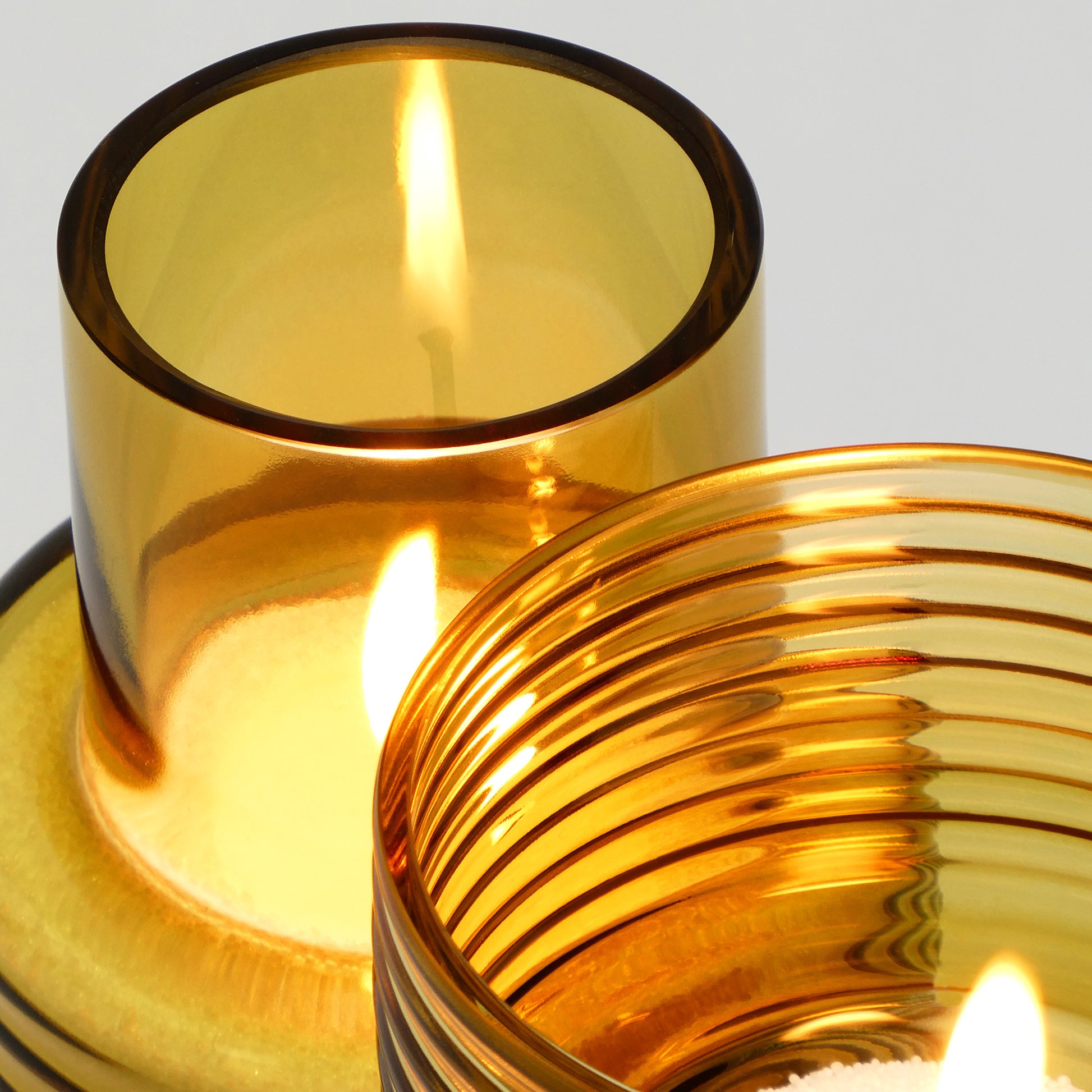 Pack of 2 Glass Candle Holders GLOW TOGETHER Mustard-DETAIL-GLASSCOR