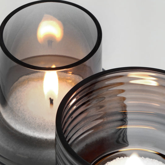 Pack of 2 Glass Candle Holders GLOW TOGETHER Smoke-DETAIL-GLASSCOR