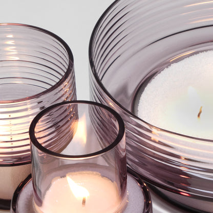 Set of three glass candle holders GLOW TOGETHER in Night Violet-Detail-GLASSCOR