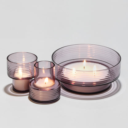 Set of three glass candle holders GLOW TOGETHER in Night Violet-GLASSCOR
