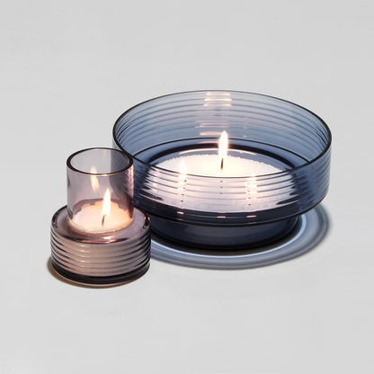 Glass Candle Holders GLOW TOGETHER Large Blue and Small in Violet-GLASSCOR
